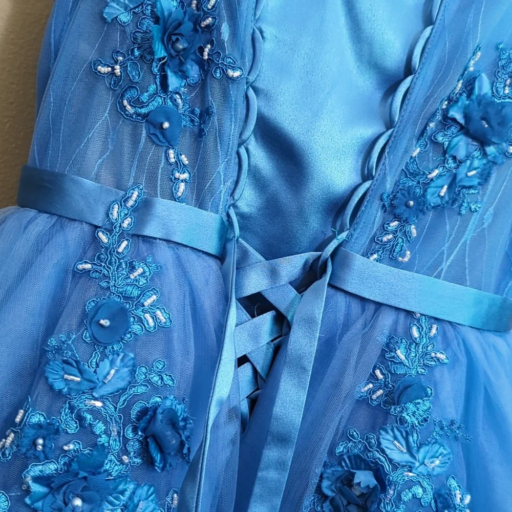 Blue floral prom dress - Picture 5 of 6